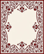 Elegant Red Floral Vine Border Rug