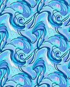 Cool Blue Swirl Pattern Rug