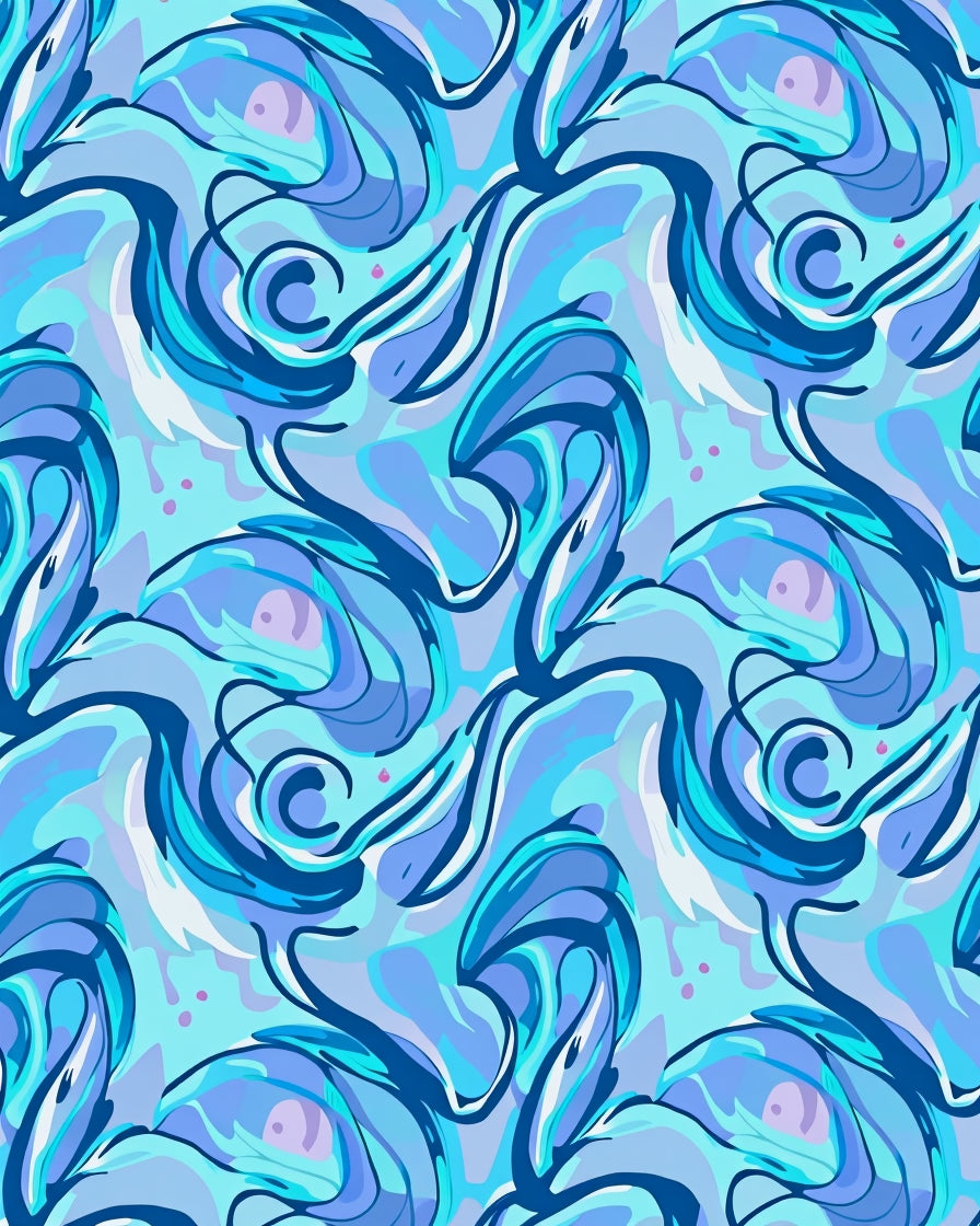 Cool Blue Swirl Pattern Rug