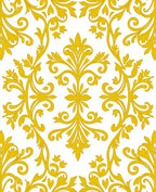 Golden Floral Scroll Pattern Rug