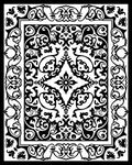 Black White Ornate Scroll Pattern Rug