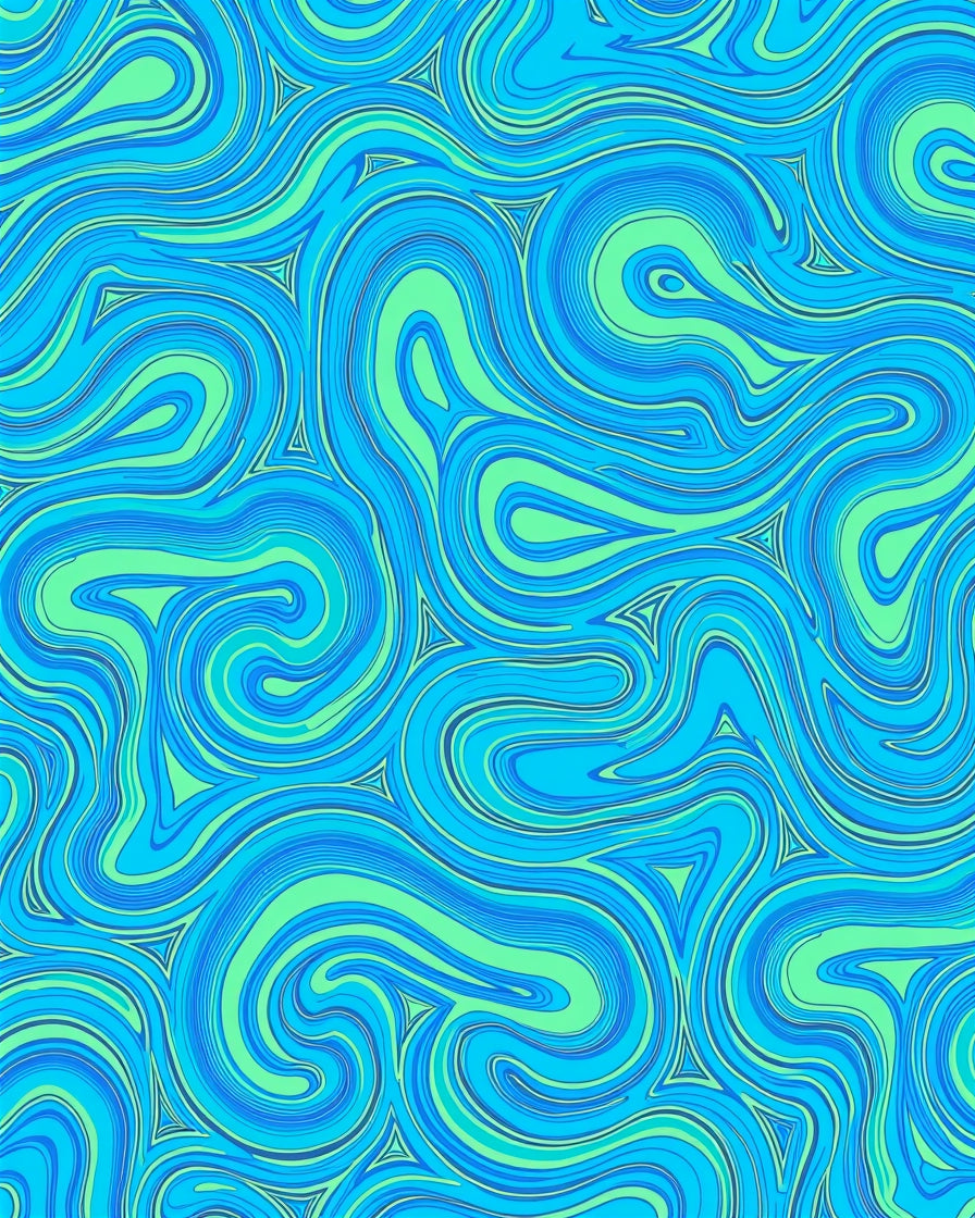 Blue Green Swirl Pattern Rug
