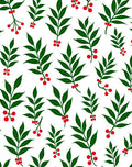 Green Leaf Red Berry Branch Rug