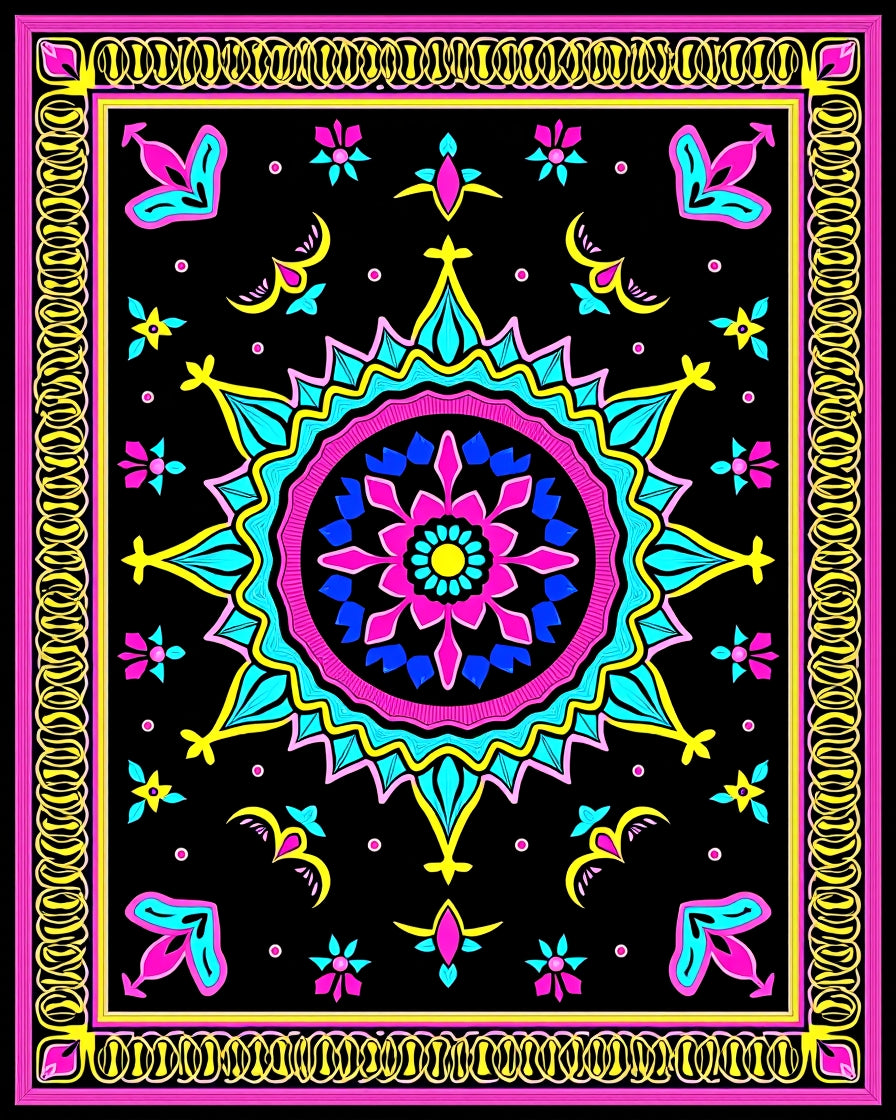 Vibrant Mandala Floral Geometric Rug