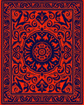 Bold Red Blue Mandala Pattern Rug