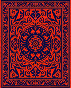 Bold Red Blue Mandala Pattern Rug