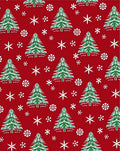 Festive Red Christmas Tree Snowfall Rug