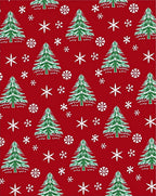 Festive Red Christmas Tree Snowfall Rug