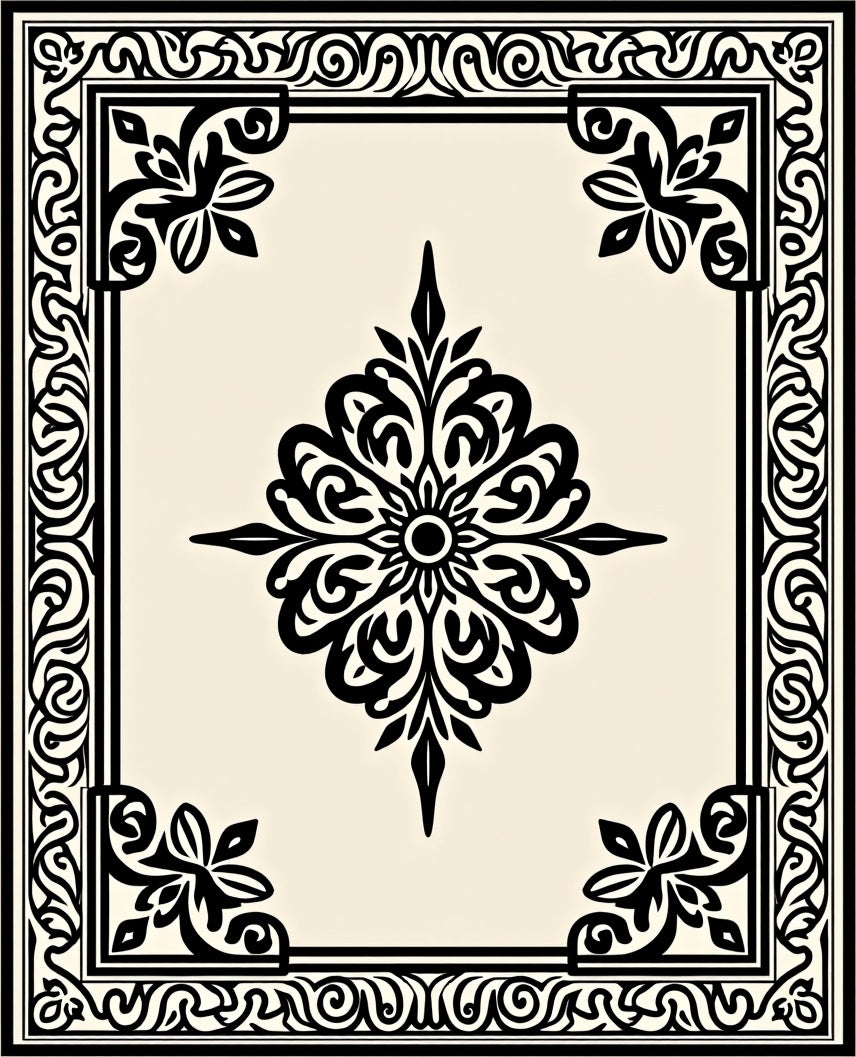 Classic Floral Medallion Border Design Rug