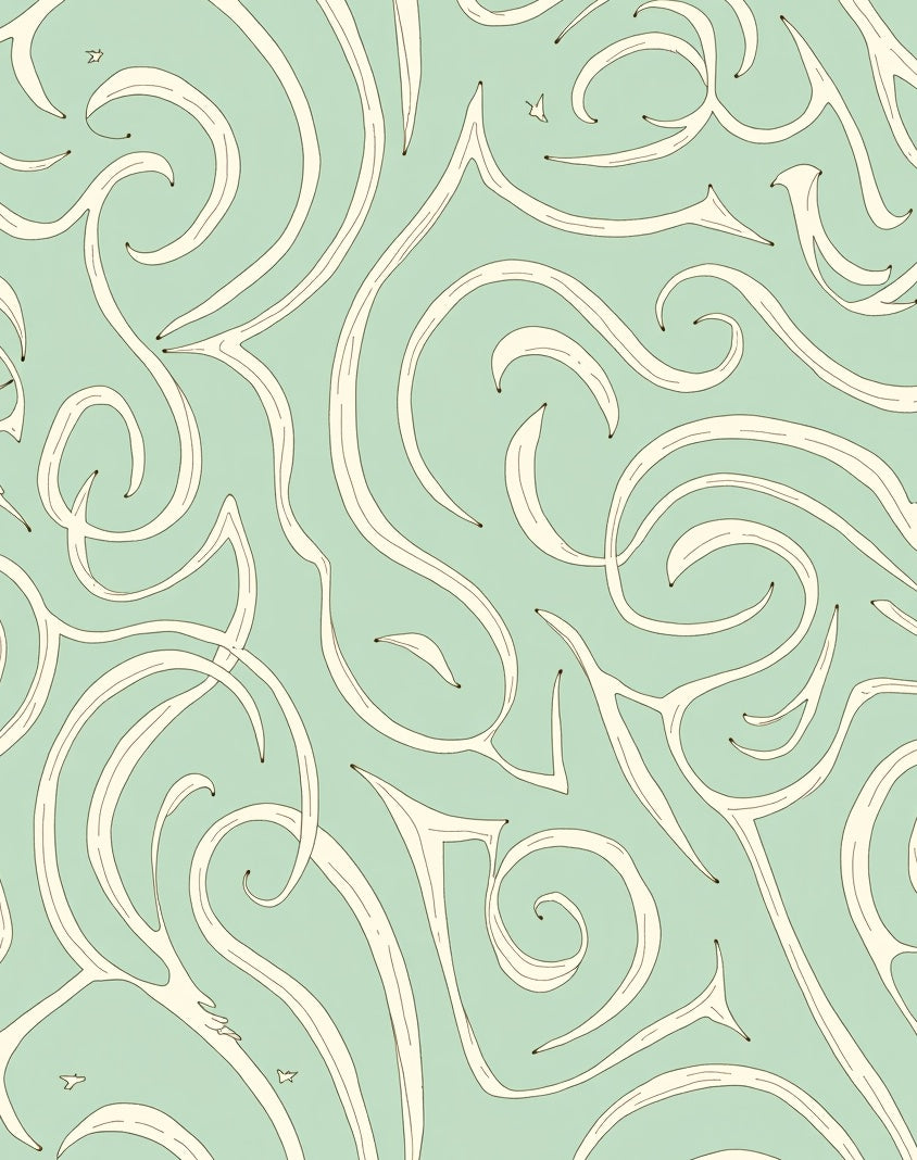 Flowing Swirls With Stars Pattern Rug