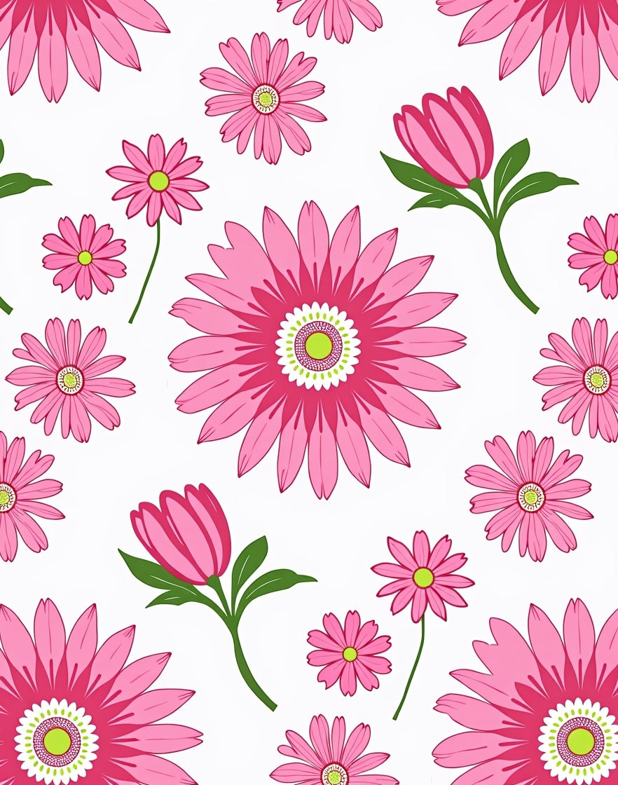 Vibrant Pink Daisy Pattern Rug