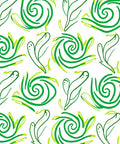 Green Swirls Leafy Abstract Pattern Rug