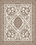Ornate Brown Swirl Floral Pattern Rug