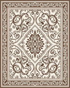 Ornate Brown Swirl Floral Pattern Rug