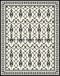Elegant Black Floral Lattice Pattern Rug