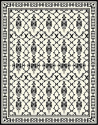 Elegant Black Floral Lattice Pattern Rug