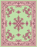 Ornate Pastel Floral Border Rug