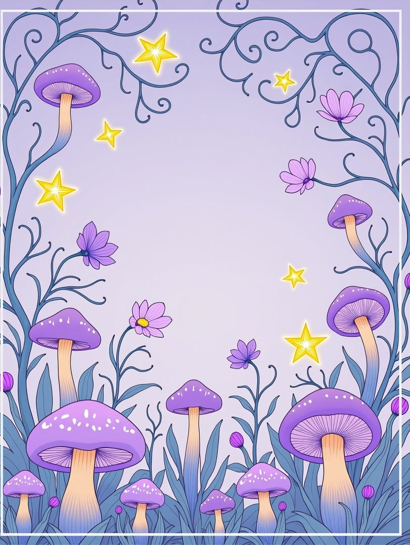 Whimsical Mushroom Star Pattern Rug