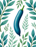 Blue Eggplant Botanical Pattern Rug