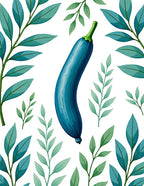 Blue Eggplant Botanical Pattern Rug