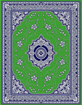 Vibrant Green Blue Floral Medallion Rug
