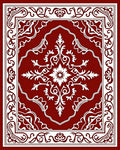 Rich Red Floral Damask Pattern Rug