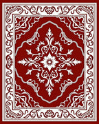 Rich Red Floral Damask Pattern Rug