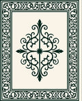Elegant Dark Green Scroll Pattern Rug