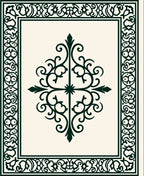 Elegant Dark Green Scroll Pattern Rug