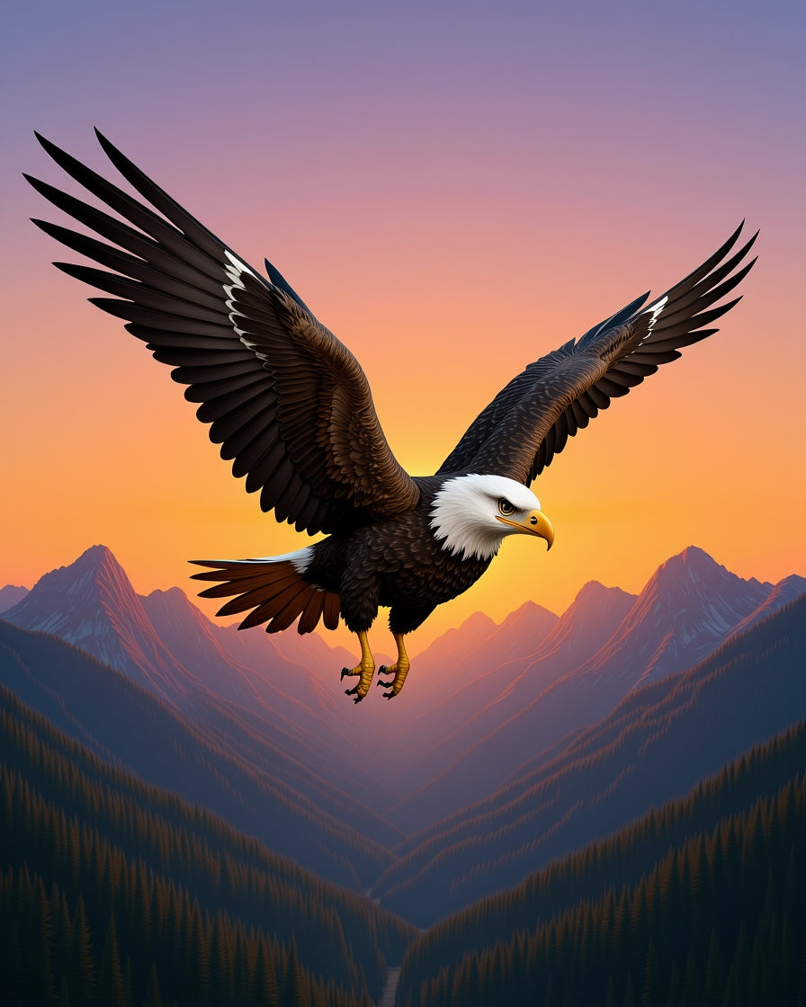 Majestic Eagle Over Mountain Valley Rug
