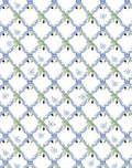 Blue Lattice Floral Pattern Rug