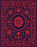 Red Floral Vintage Patterned Rug