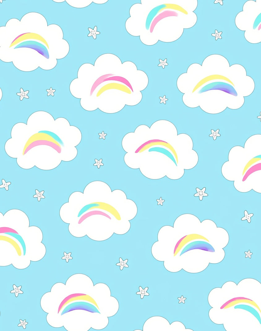 Whimsical Cloud Rainbow Pattern Rug