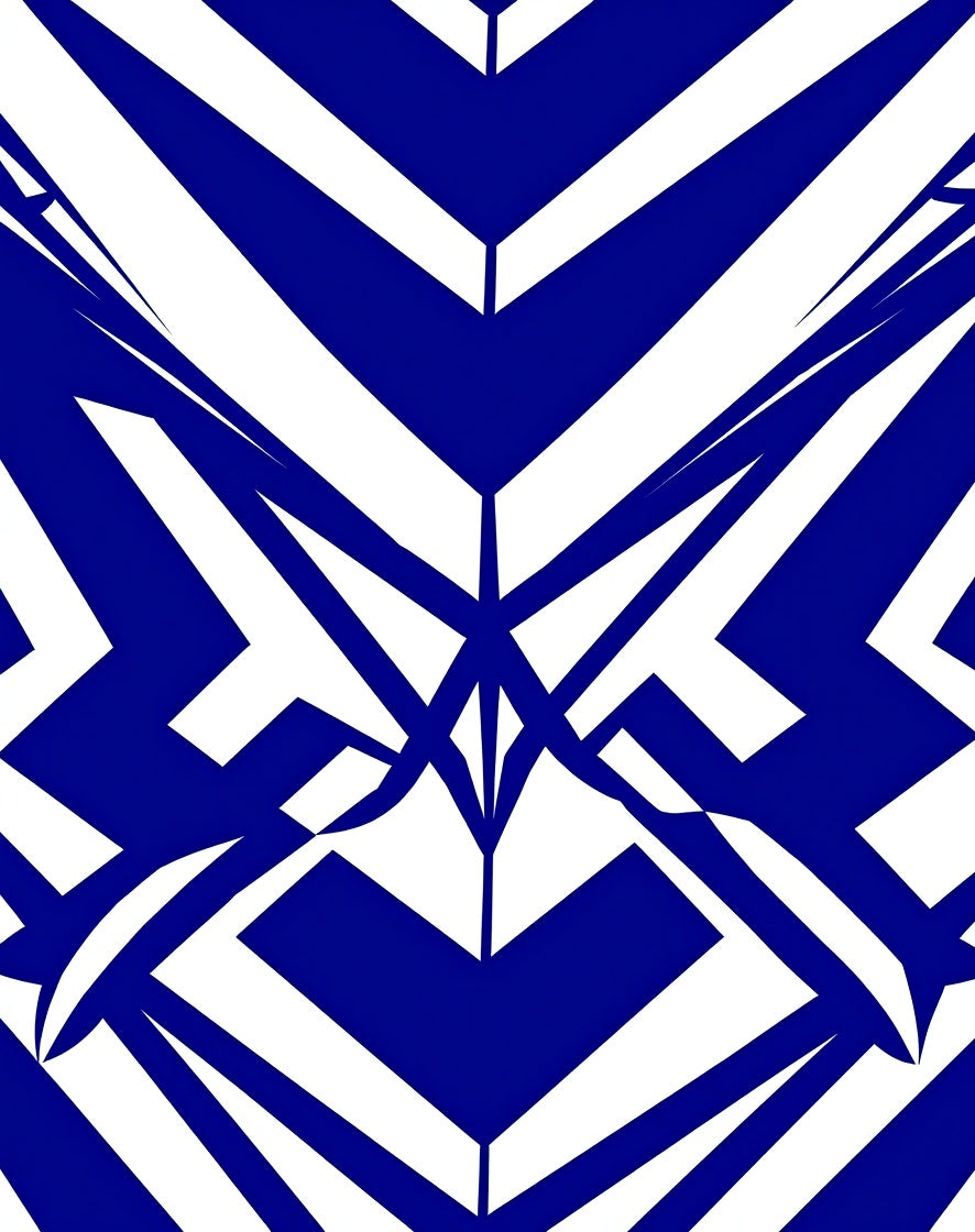 Sharp Blue White Geometric Abstract Design Rug