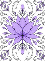 Floral Mandala Purple Outline Rug