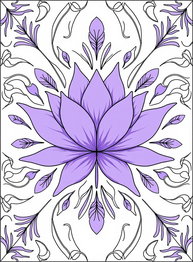 Floral Mandala Purple Outline Rug