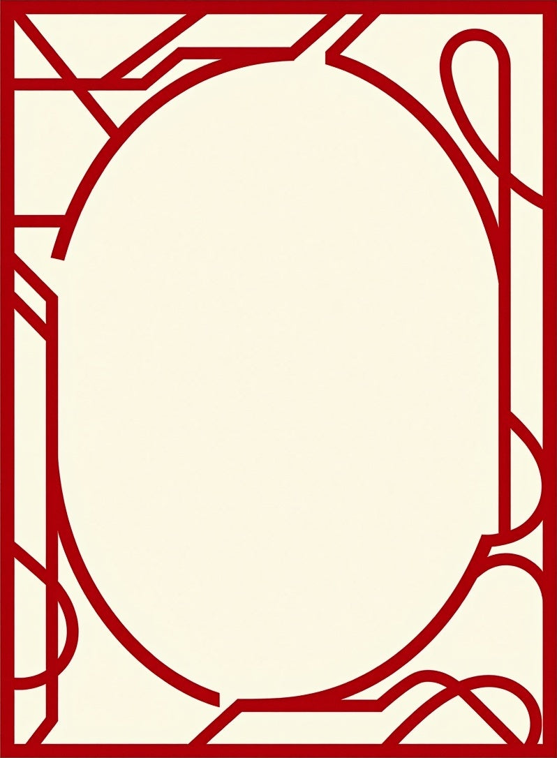 Red Geometric Swirl Border Rug