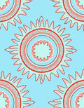 Aqua Sunburst Geometric Pattern Rug