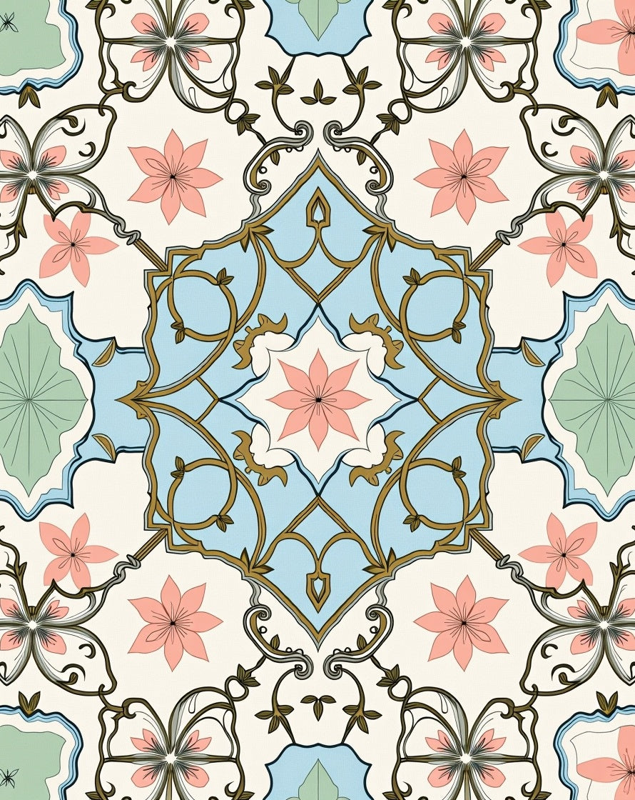 Elegant Floral Medallion Pattern Rug