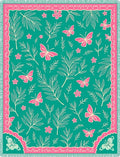 Teal Pink Butterfly Foliage Garden Rug