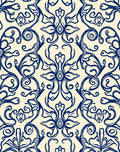 Classic Damask Blue Floral Repeating Design Rug