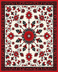 Bold Red Floral Mandala Pattern Rug