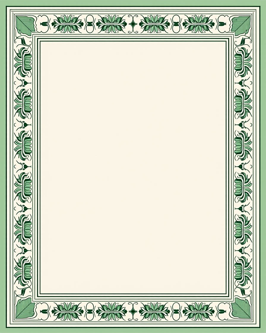 Emerald Garden Bordered Floral Design Rug