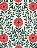 Red Floral Repeating Pattern Arrangement Rug