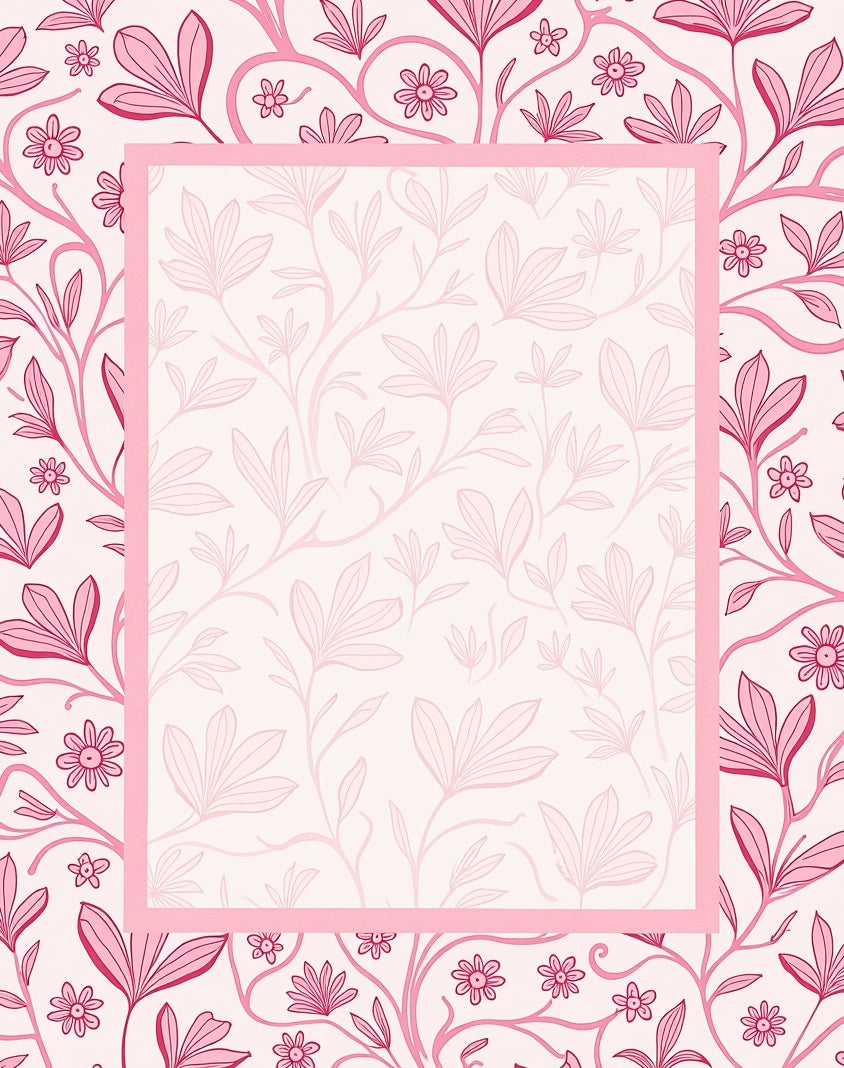 Pink Floral Vine Pattern Rug