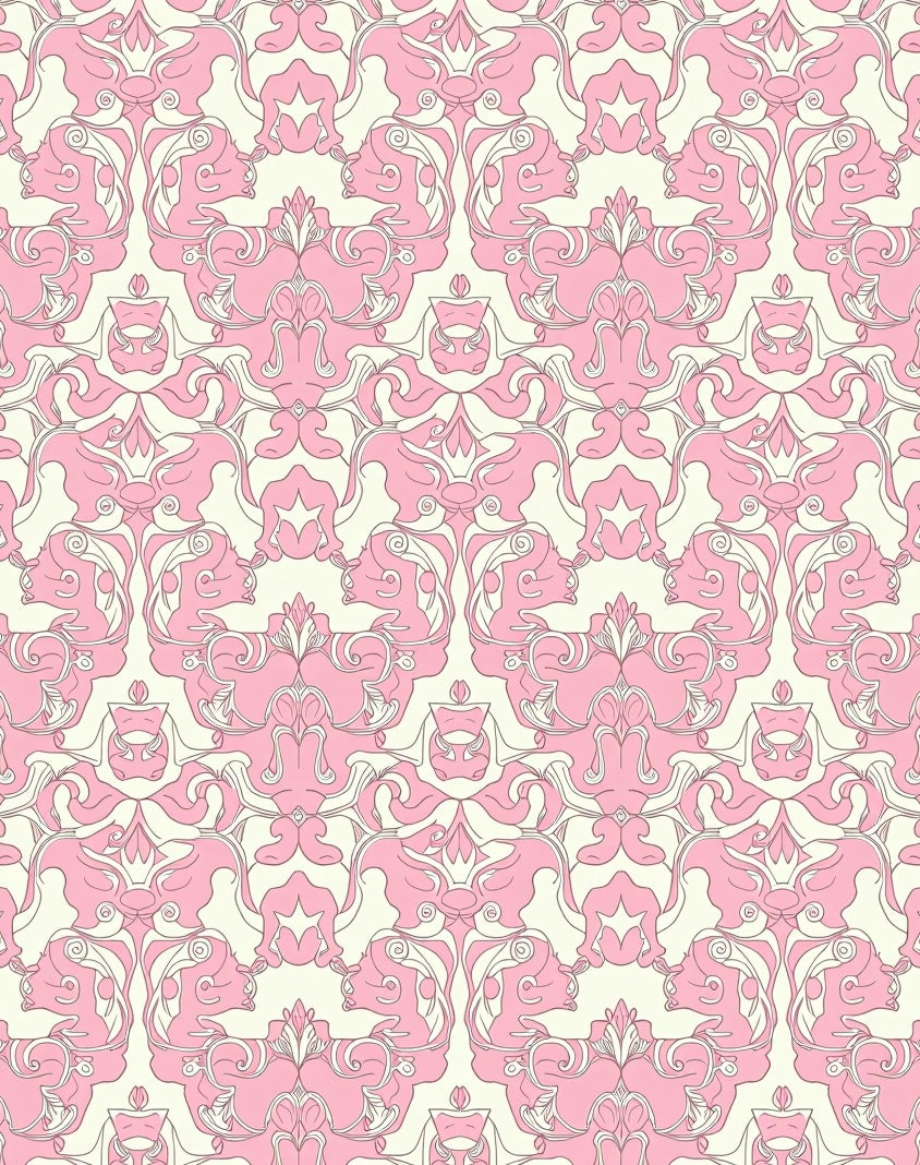 Pink Floral Swirl Repeat Pattern Rug