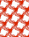 Bold Red White Geometric Bird Pattern Rug