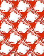 Bold Red White Geometric Bird Pattern Rug