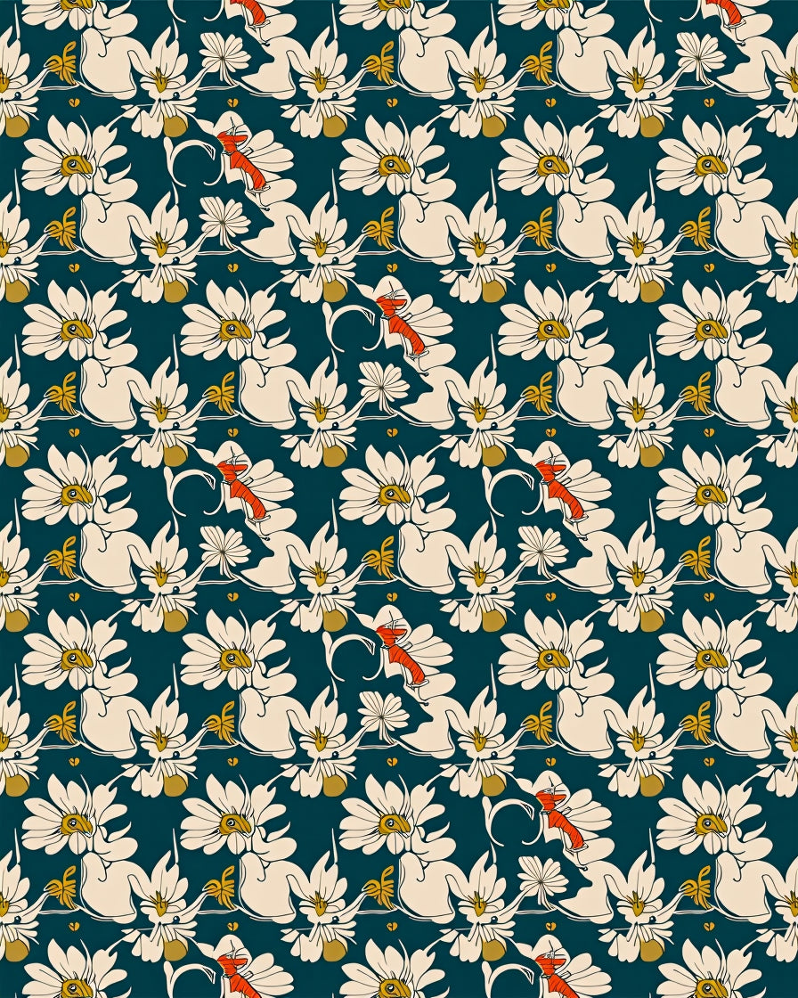 Art Nouveau Floral Pattern Rug