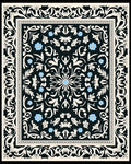 Ornate Black Cream Floral Pattern Rug